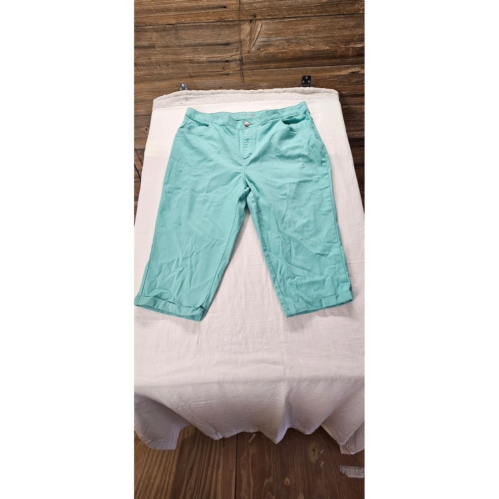 Riders by Lee Indigo Womens Aqua Teal Capri Pants Size 20W Stretch Crop ZFPPDPP